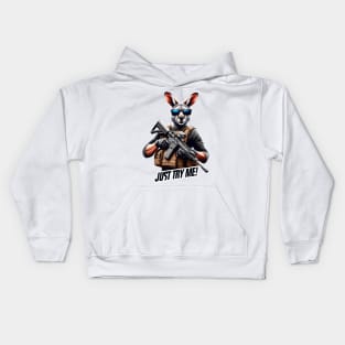 Tactical Kangaroo Adventure Tee: Where Playfulness Meets Precision Kids Hoodie